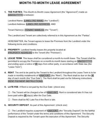 13 month to month rental agreement template word pdf doc