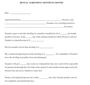13 month to month rental agreement template word pdf doc
