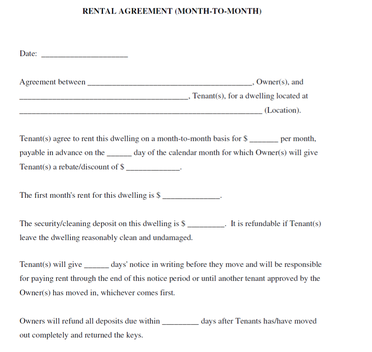 13 month to month rental agreement template word pdf doc