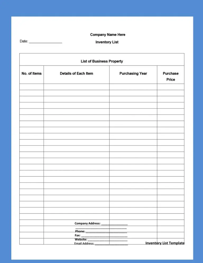 15+ Inventory List Template FREE Printable [Word, PDF, Excel]