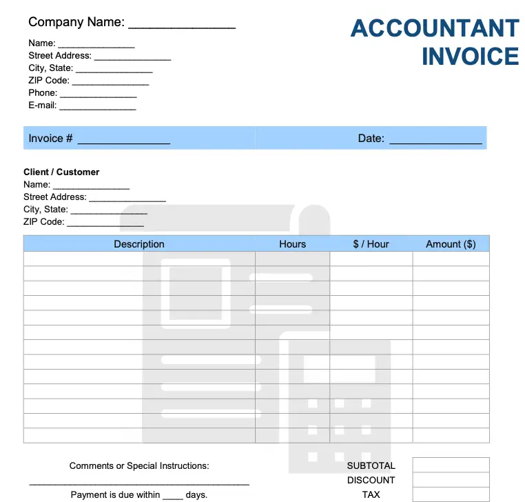 Accountant Service Invoice